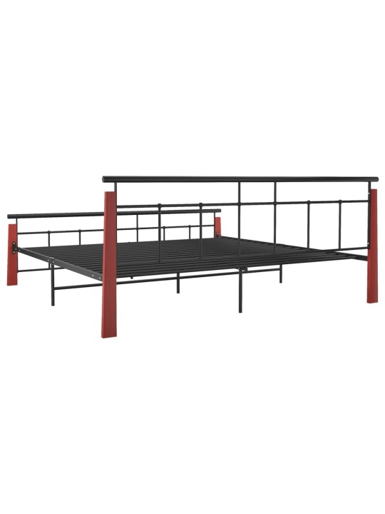 Rám postele kov a masivní dubové dřevo 200 x 200 cm