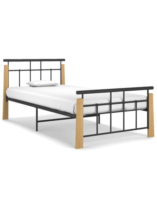 Rám postele kov a masivní dubové dřevo 90 x 200 cm