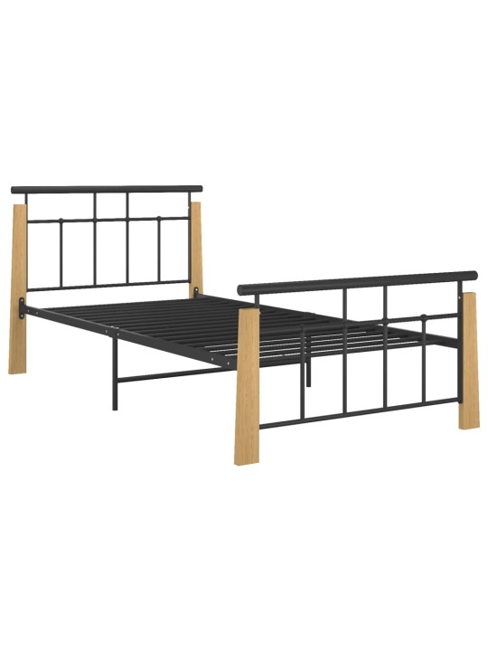Rám postele kov a masivní dubové dřevo 90 x 200 cm