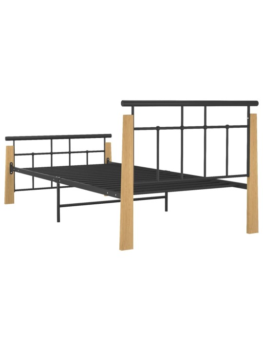 Rám postele kov a masivní dubové dřevo 90 x 200 cm