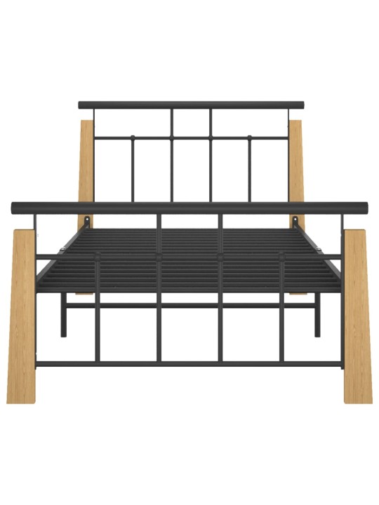 Rám postele kov a masivní dubové dřevo 100 x 200 cm