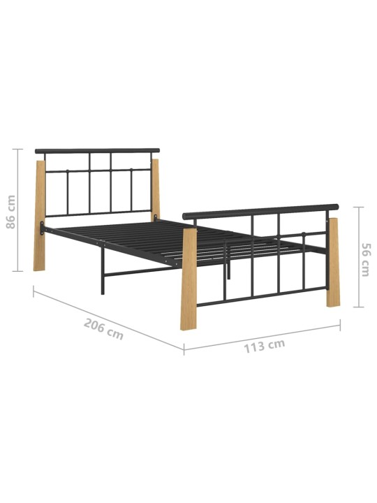 Rám postele kov a masivní dubové dřevo 100 x 200 cm