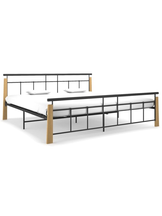 Rám postele kov a masivní dubové dřevo 200 x 200 cm