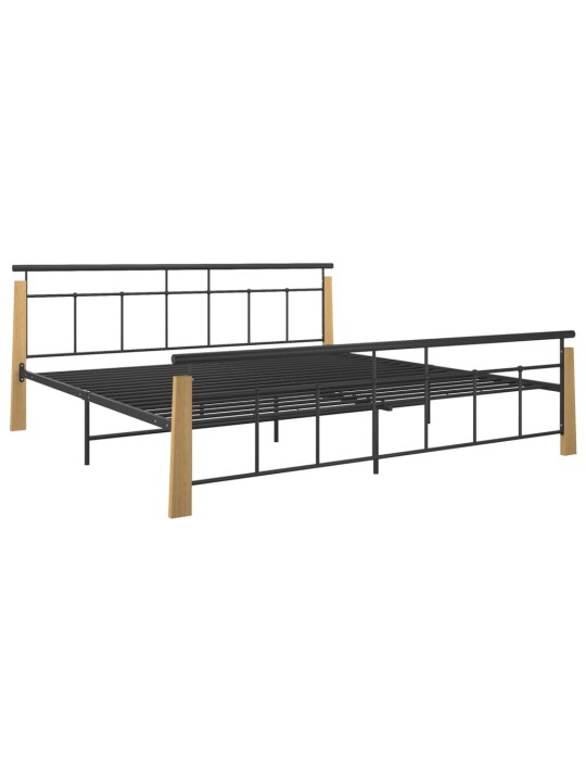 Rám postele kov a masivní dubové dřevo 200 x 200 cm