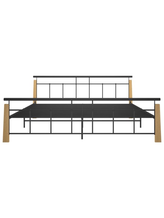 Rám postele kov a masivní dubové dřevo 200 x 200 cm