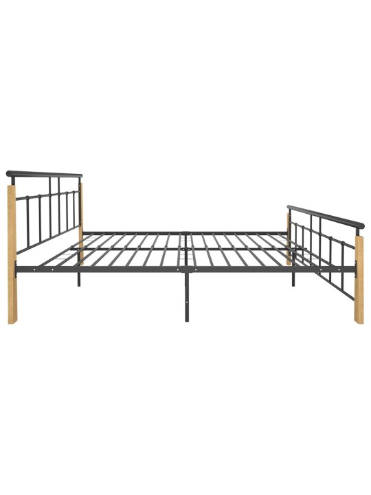 Rám postele kov a masivní dubové dřevo 200 x 200 cm