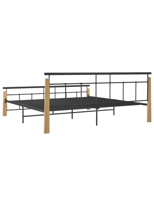 Rám postele kov a masivní dubové dřevo 200 x 200 cm