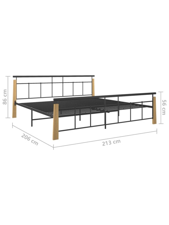 Rám postele kov a masivní dubové dřevo 200 x 200 cm