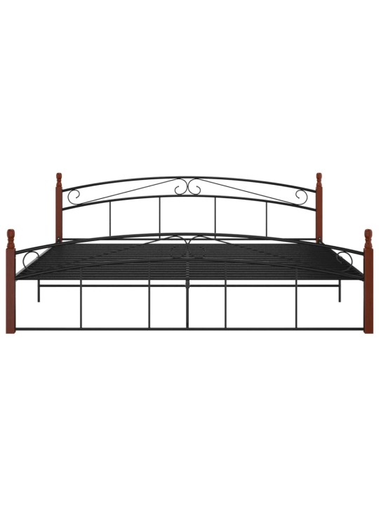 Rám postele černý kov a masivní dubové dřevo 200 x 200 cm