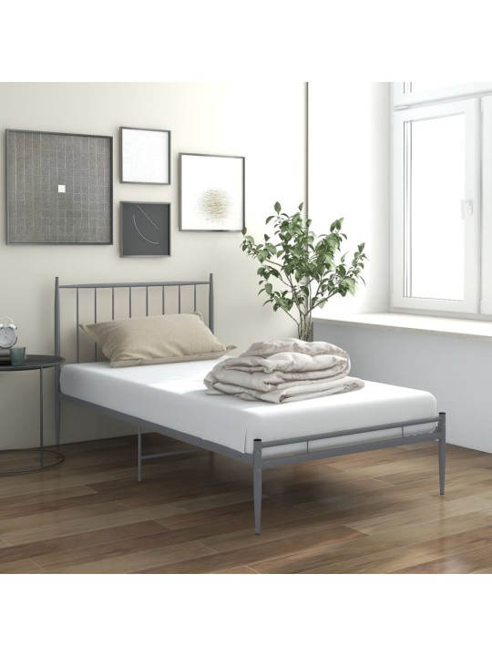 Rám postele šedý kov 100 x 200 cm