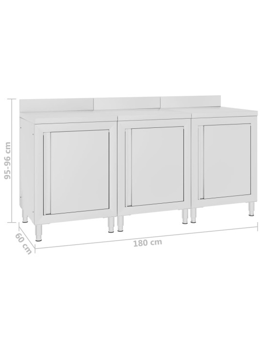 Gastro pracovní stůl se skříňkou 180 x 60 x 96 cm nerezová ocel