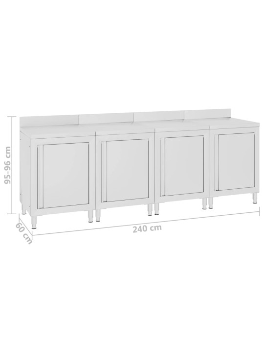 Gastro pracovní stůl se skříňkou 240 x 60 x 96 cm nerezová ocel