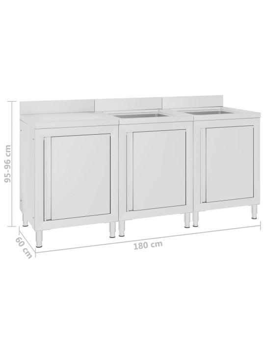 Gastro kuchyňská dřezová skříňka 180 x 60 x 96 cm nerezová ocel