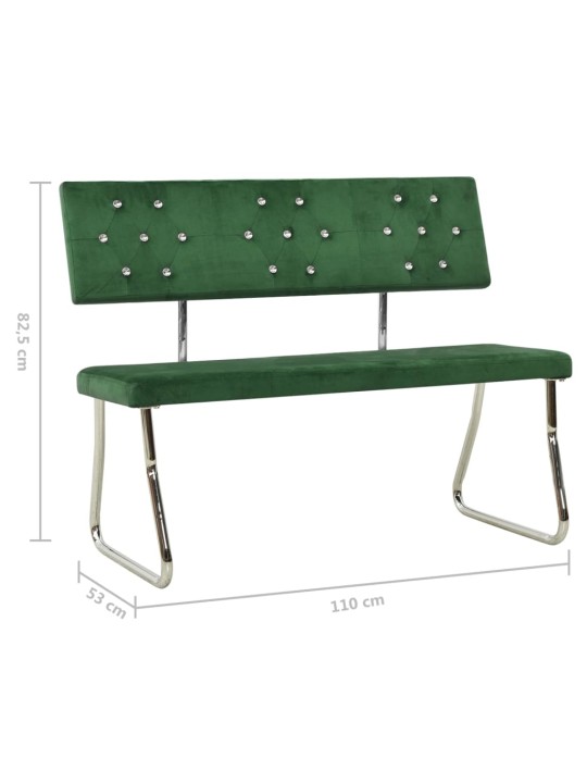 Lavice 110 cm tmavě zelená samet