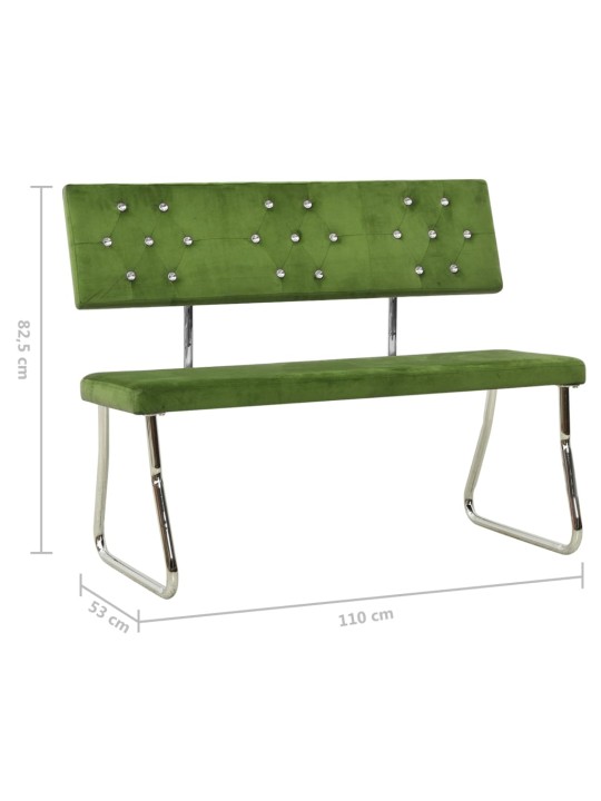 Lavice 110 cm světle zelená samet