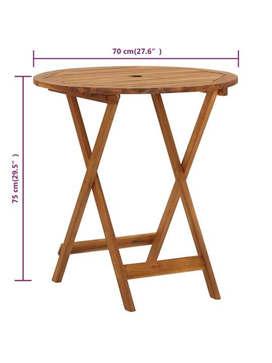 Skládací zahradní stolek 70 cm masivní akáciové dřevo