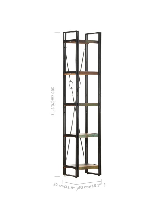 Knihovna s 5 policemi 40x30x180 cm masivní regenerované dřevo