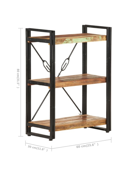 Knihovna se 3 policemi 60x30x80 cm masivní recyklované dřevo