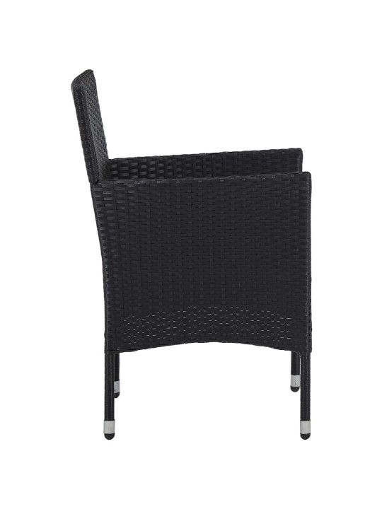 3dílný zahradní jídelní set černý polyratan a sklo