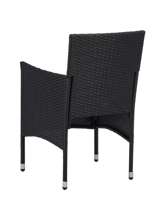 3dílný zahradní jídelní set černý polyratan a sklo