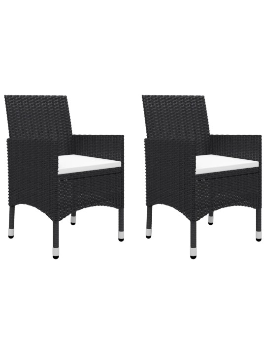 3dílný bistro set polyratan a tvrzené sklo černý
