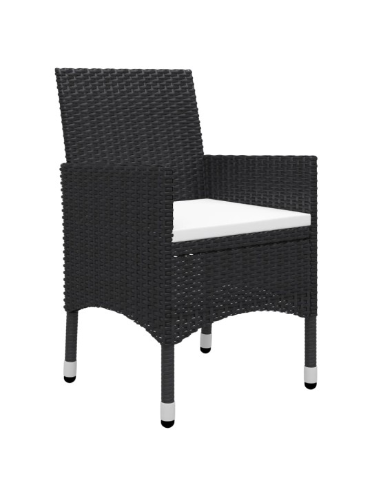 3dílný bistro set polyratan a tvrzené sklo černý