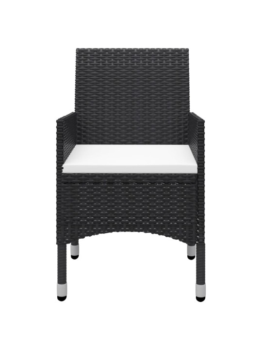 3dílný bistro set polyratan a tvrzené sklo černý