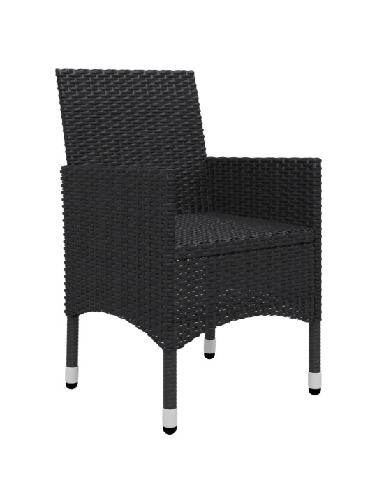 3dílný bistro set polyratan a tvrzené sklo černý
