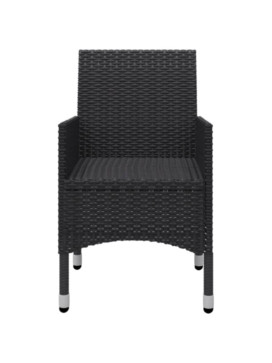 3dílný bistro set polyratan a tvrzené sklo černý