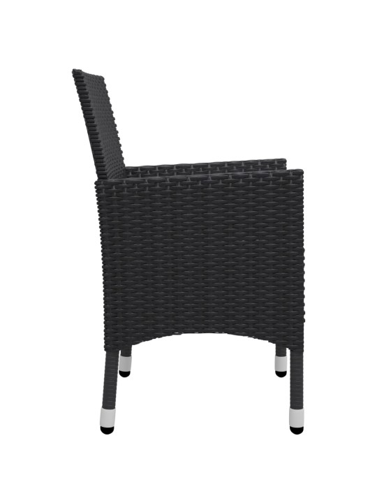 3dílný bistro set polyratan a tvrzené sklo černý