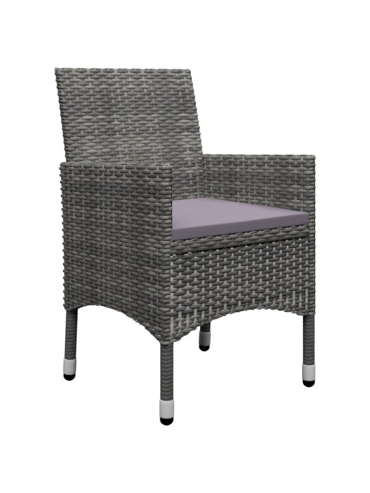 3dílný bistro set polyratan a tvrzené sklo šedý