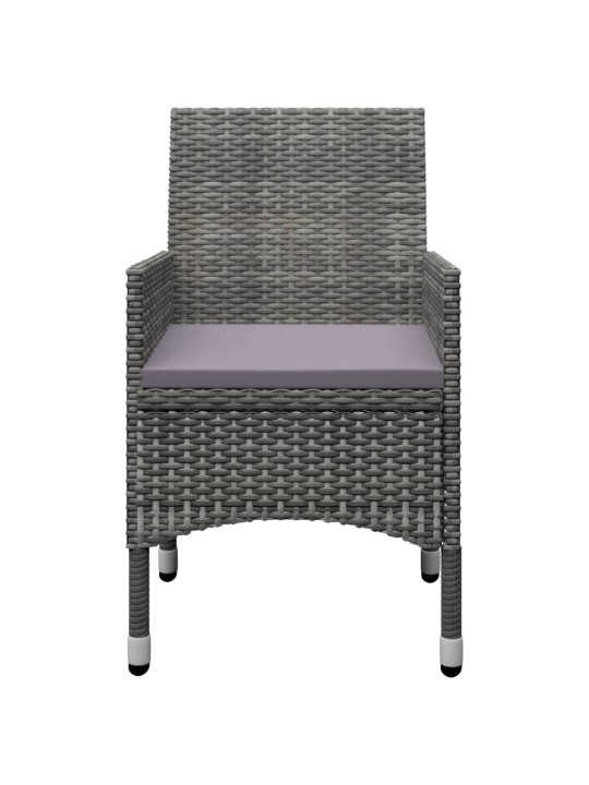 3dílný bistro set polyratan a tvrzené sklo šedý