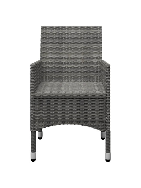 3dílný bistro set polyratan a tvrzené sklo šedý