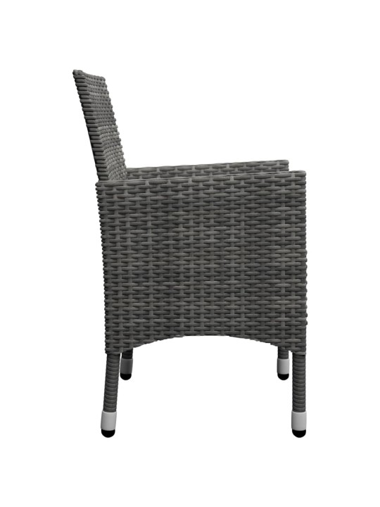 3dílný bistro set polyratan a tvrzené sklo šedý