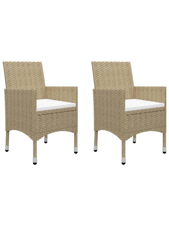 3dílný bistro set polyratan a tvrzené sklo béžový
