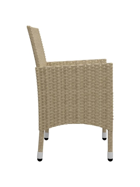 3dílný bistro set polyratan a tvrzené sklo béžový