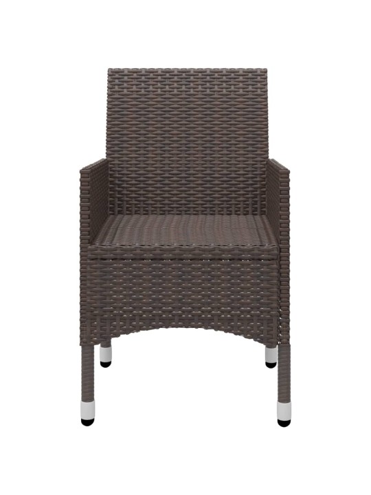 3dílný bistro set polyratan a tvrzené sklo hnědý
