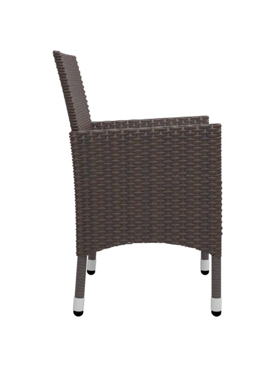 3dílný bistro set polyratan a tvrzené sklo hnědý
