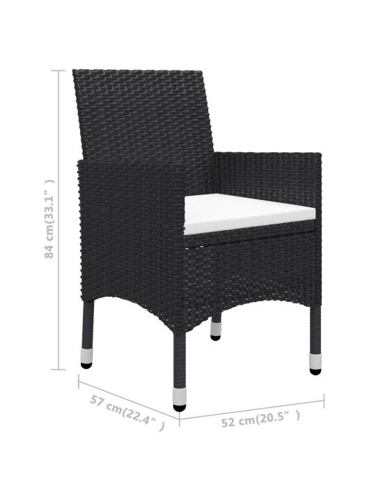 3dílný bistro set polyratan a akáciové dřevo černý