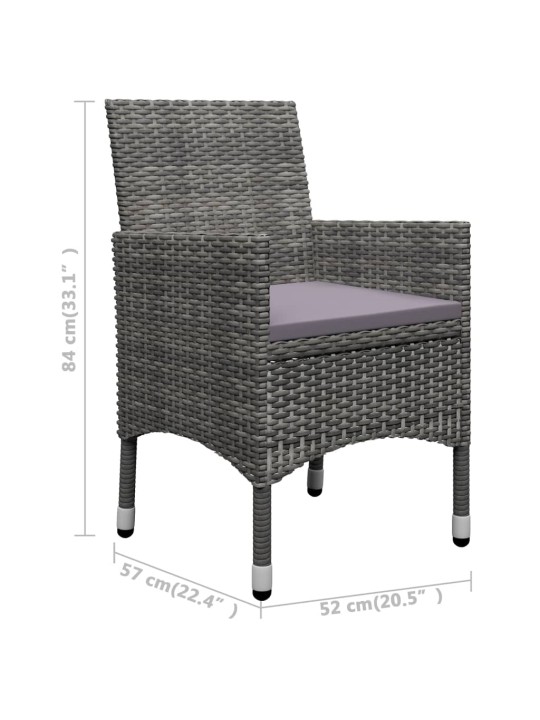 3dílný bistro set polyratan a akáciové dřevo šedý