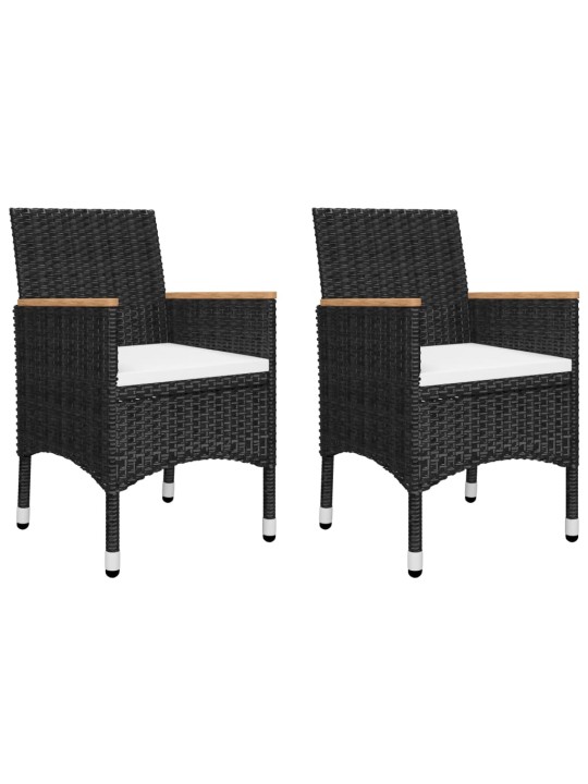 3dílný bistro set polyratan a tvrzené sklo černý