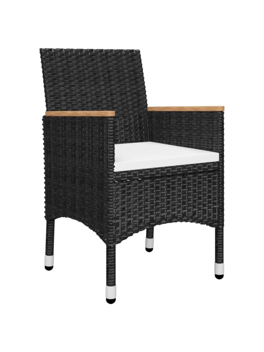 3dílný bistro set polyratan a tvrzené sklo černý