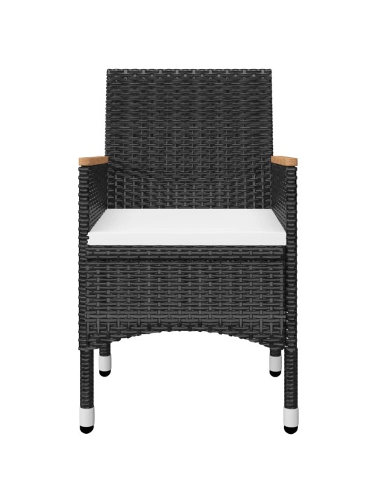 3dílný bistro set polyratan a tvrzené sklo černý
