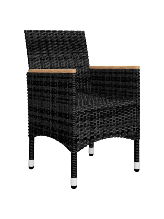 3dílný bistro set polyratan a tvrzené sklo černý