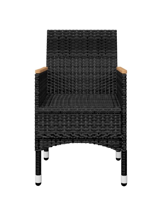 3dílný bistro set polyratan a tvrzené sklo černý