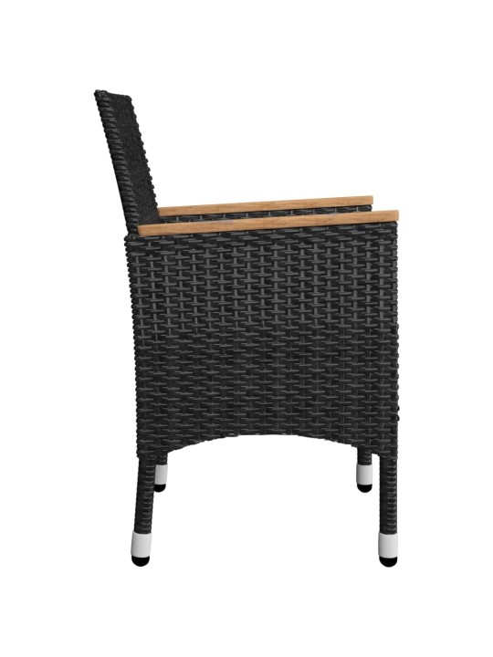 3dílný bistro set polyratan a tvrzené sklo černý