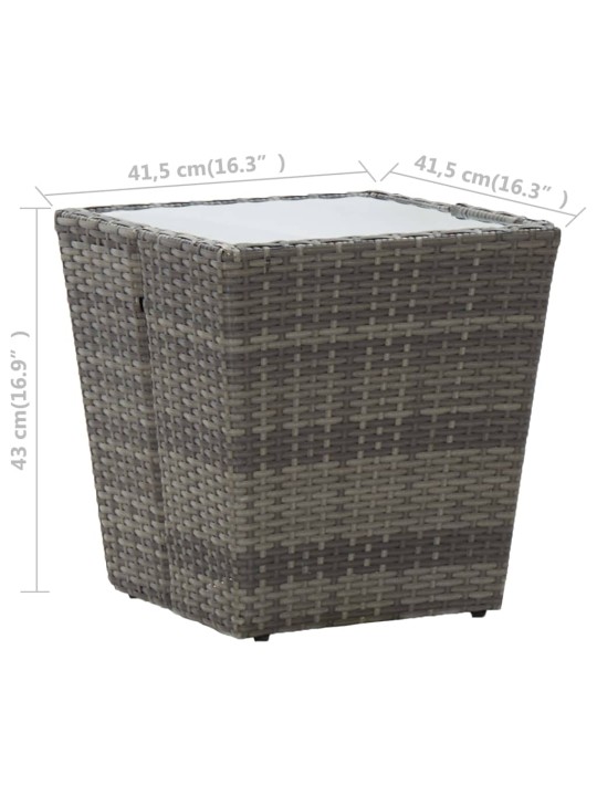 3dílný bistro set polyratan a tvrzené sklo šedý