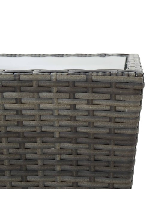 3dílný bistro set polyratan a tvrzené sklo šedý