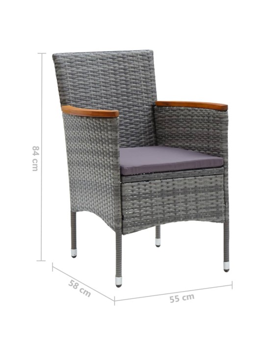 3dílný bistro set polyratan a akáciové dřevo šedý