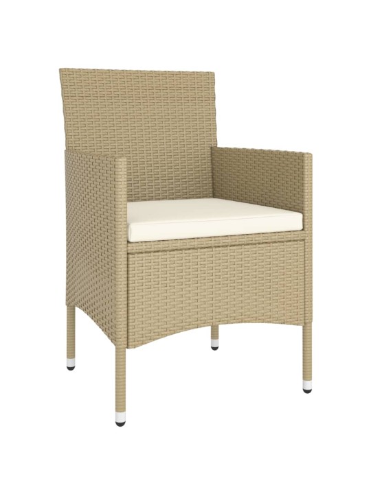 5dílný zahradní bistro set polyratan a tvrzené sklo béžový